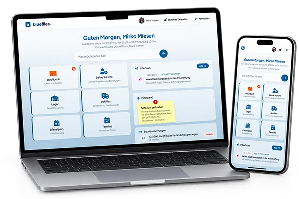 bluefiles auf Laptop und Smartphone