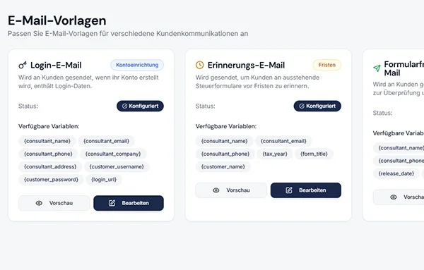 easyCHECK: E-Mail-Vorlagen