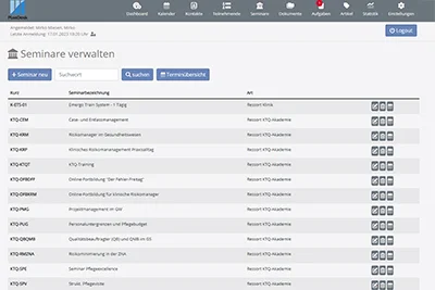 PlanDesk: Seminarübersicht