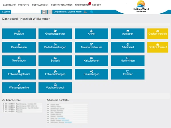 ERP-Software: Dashboard